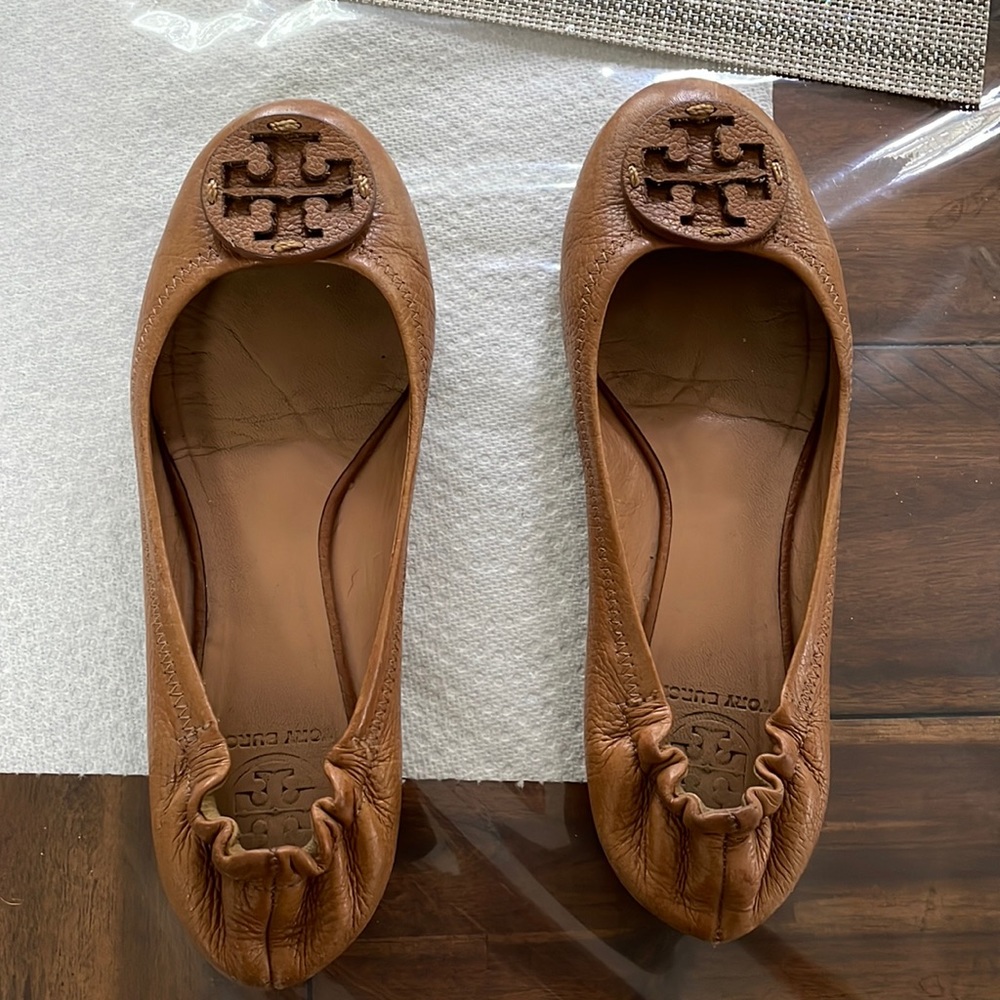 Tan colored Tory Burch flats